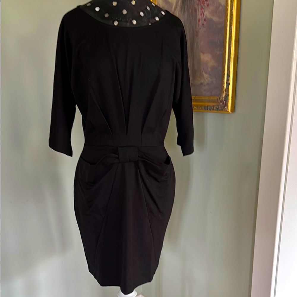 mark. Black Embellished Tie Front Sheath Dress